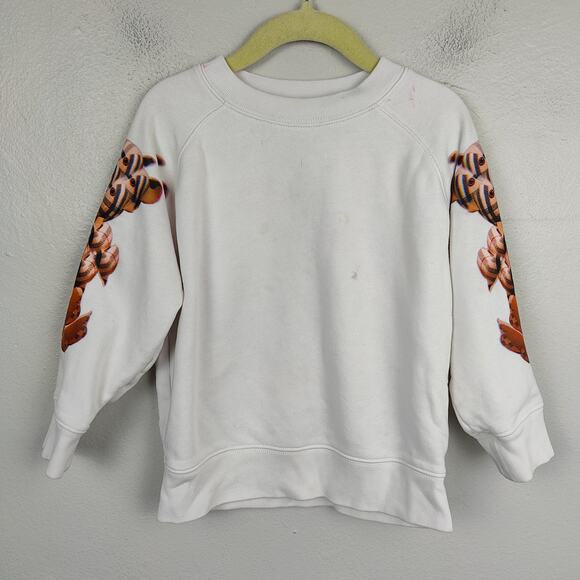 Burberry Pullover Sweatshirt Girls 4Y White‎ Kaleidoscope Bear Nova Check Cotton - Picture 1 of 10